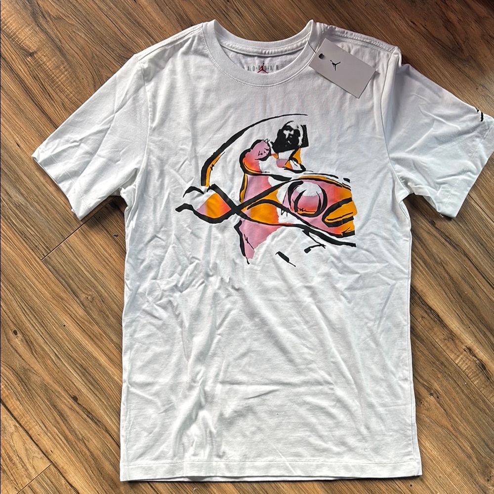 Jordan White and Pink Short Sleeve Tee